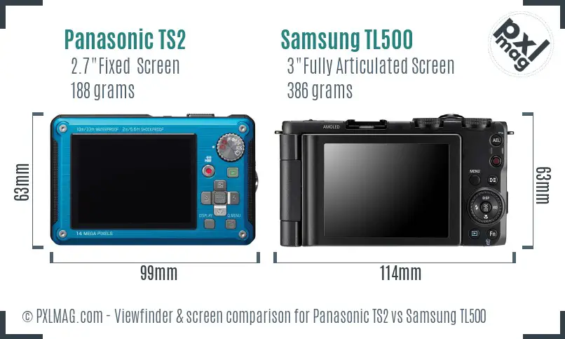Panasonic TS2 vs Samsung TL500 Screen and Viewfinder comparison