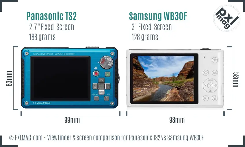 Panasonic TS2 vs Samsung WB30F Screen and Viewfinder comparison Panasonic TS2 vs Samsung WB30F Screen and Viewfinder comparison