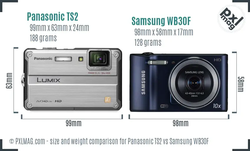Panasonic TS2 vs Samsung WB30F size comparison Panasonic TS2 vs Samsung WB30F size comparison