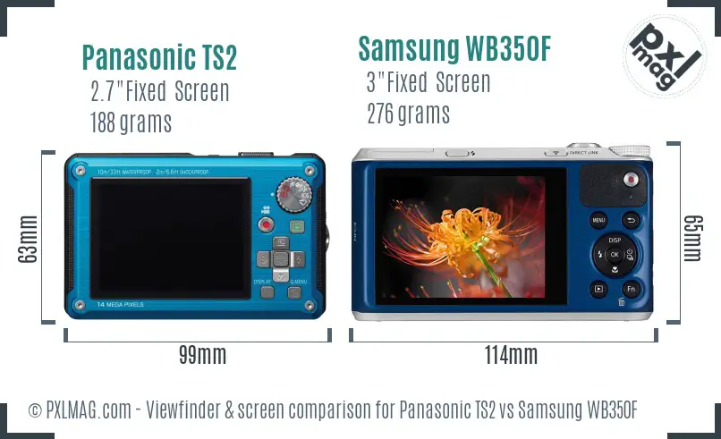 Panasonic TS2 vs Samsung WB350F Screen and Viewfinder comparison