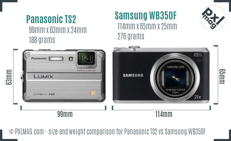 Panasonic TS2 vs Samsung WB350F size comparison