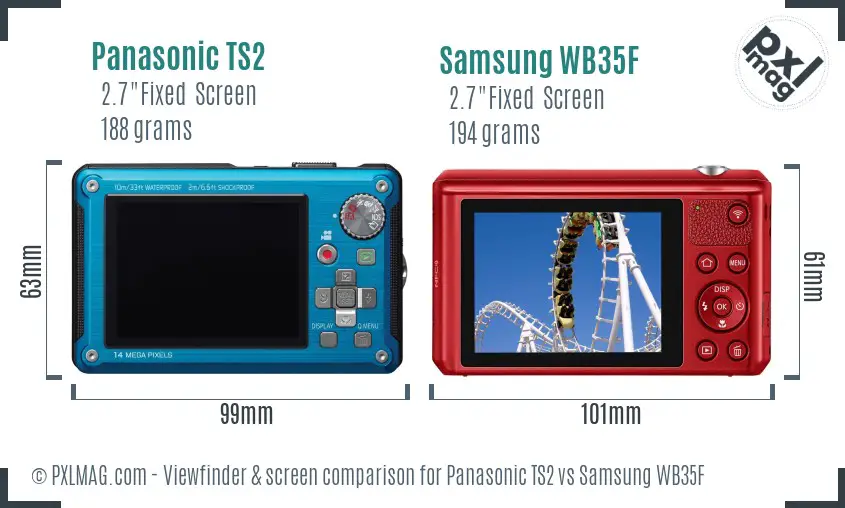 Panasonic TS2 vs Samsung WB35F Screen and Viewfinder comparison