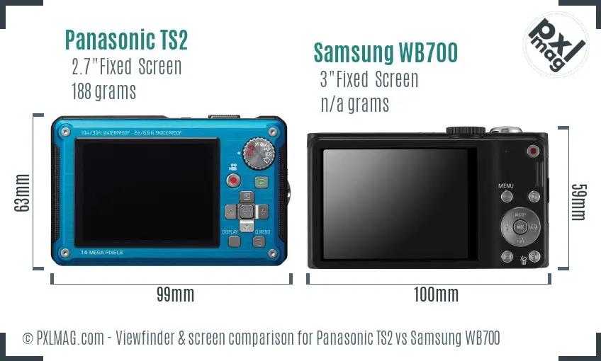 Panasonic TS2 vs Samsung WB700 Screen and Viewfinder comparison