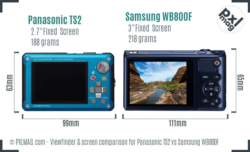 Panasonic TS2 vs Samsung WB800F Screen and Viewfinder comparison