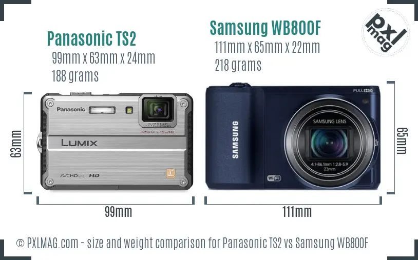 Panasonic TS2 vs Samsung WB800F size comparison