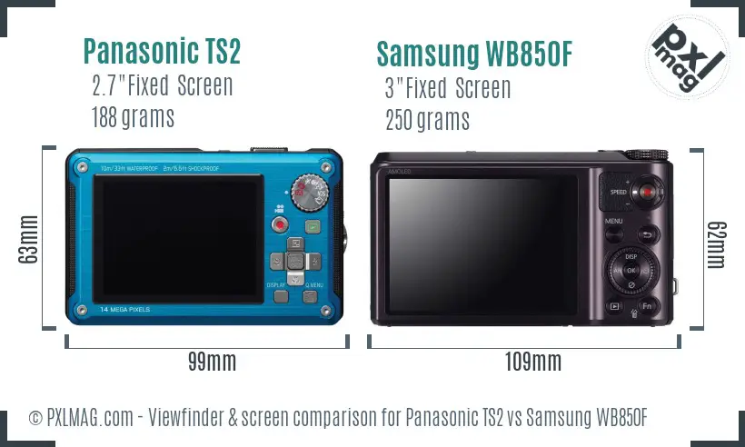 Panasonic TS2 vs Samsung WB850F Screen and Viewfinder comparison Panasonic TS2 vs Samsung WB850F Screen and Viewfinder comparison