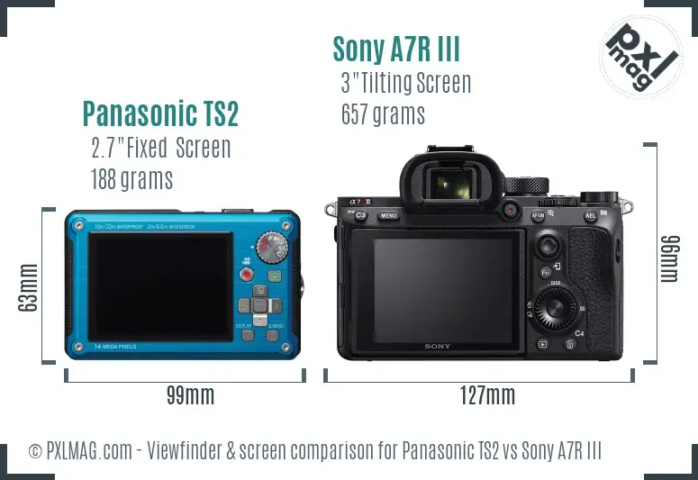 Panasonic TS2 vs Sony A7R III Screen and Viewfinder comparison