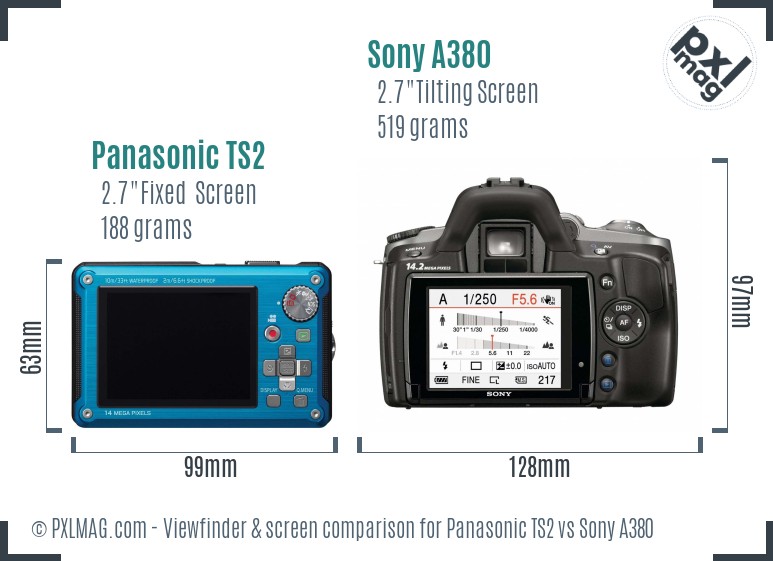Panasonic TS2 vs Sony A380 Screen and Viewfinder comparison