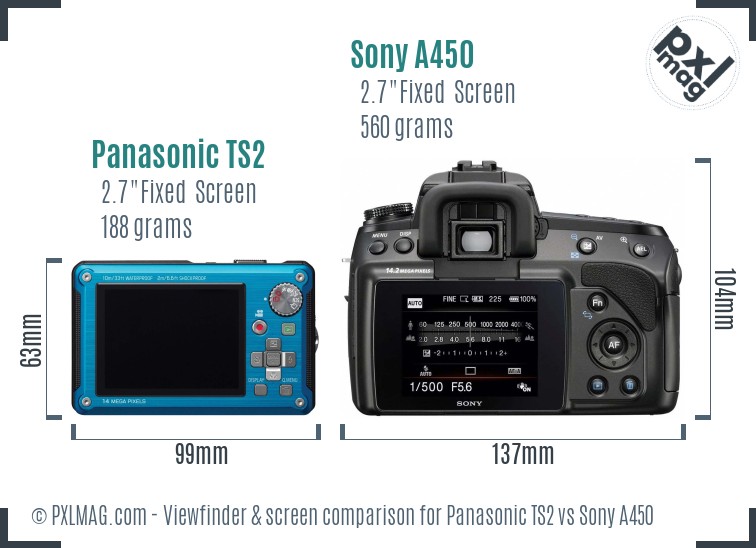 Panasonic TS2 vs Sony A450 Screen and Viewfinder comparison