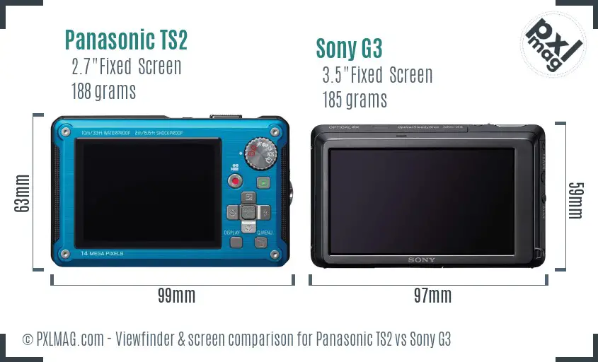 Panasonic TS2 vs Sony G3 Screen and Viewfinder comparison