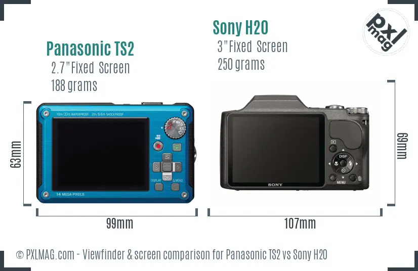 Panasonic TS2 vs Sony H20 Screen and Viewfinder comparison