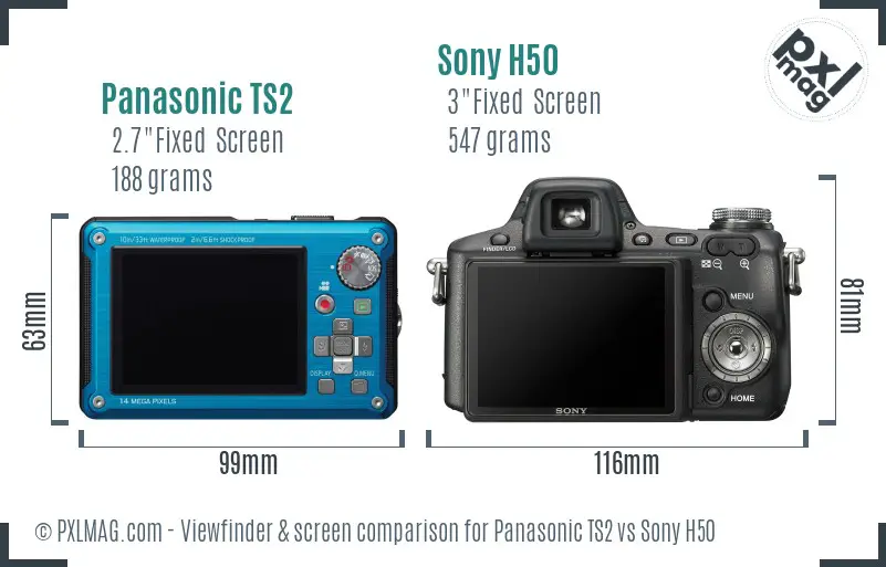 Panasonic TS2 vs Sony H50 Screen and Viewfinder comparison Panasonic TS2 vs Sony H50 Screen and Viewfinder comparison