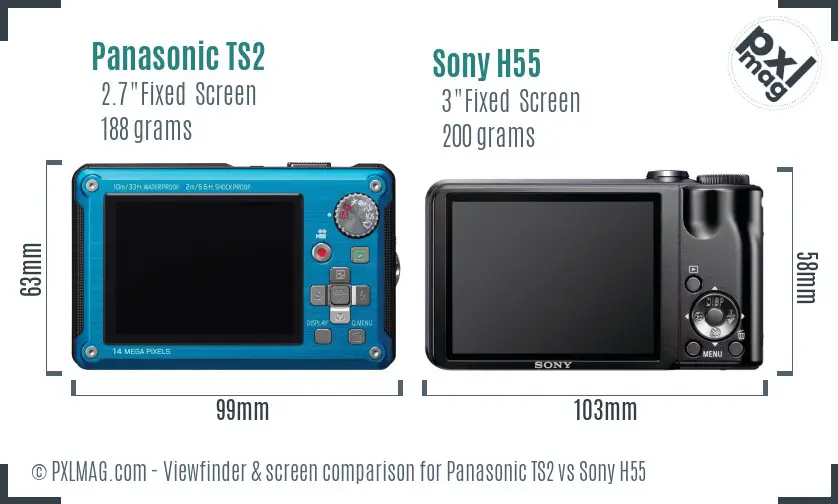 Panasonic TS2 vs Sony H55 Screen and Viewfinder comparison Panasonic TS2 vs Sony H55 Screen and Viewfinder comparison