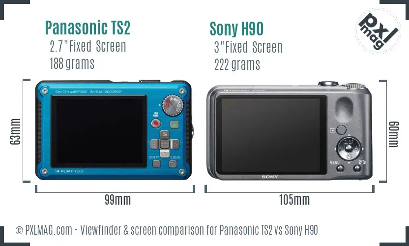 Panasonic TS2 vs Sony H90 Screen and Viewfinder comparison Panasonic TS2 vs Sony H90 Screen and Viewfinder comparison
