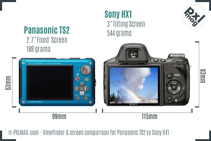 Panasonic TS2 vs Sony HX1 Screen and Viewfinder comparison Panasonic TS2 vs Sony HX1 Screen and Viewfinder comparison