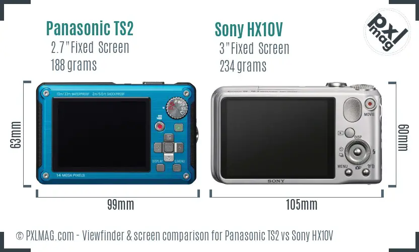 Panasonic TS2 vs Sony HX10V Screen and Viewfinder comparison