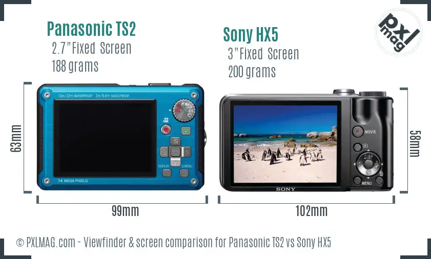 Panasonic TS2 vs Sony HX5 Screen and Viewfinder comparison