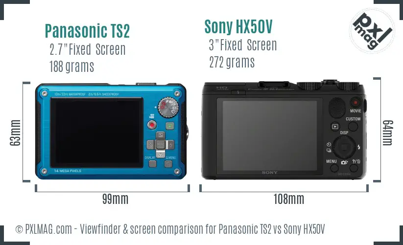 Panasonic TS2 vs Sony HX50V Screen and Viewfinder comparison Panasonic TS2 vs Sony HX50V Screen and Viewfinder comparison