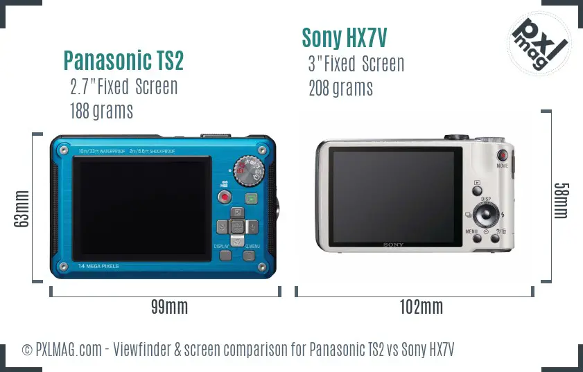 Panasonic TS2 vs Sony HX7V Screen and Viewfinder comparison