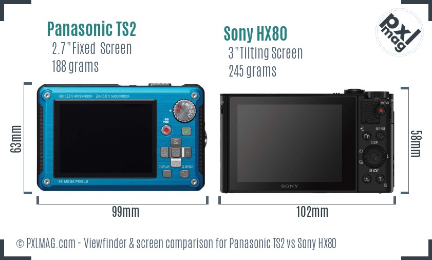 Panasonic TS2 vs Sony HX80 Screen and Viewfinder comparison
