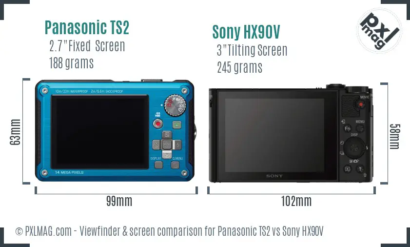 Panasonic TS2 vs Sony HX90V Screen and Viewfinder comparison