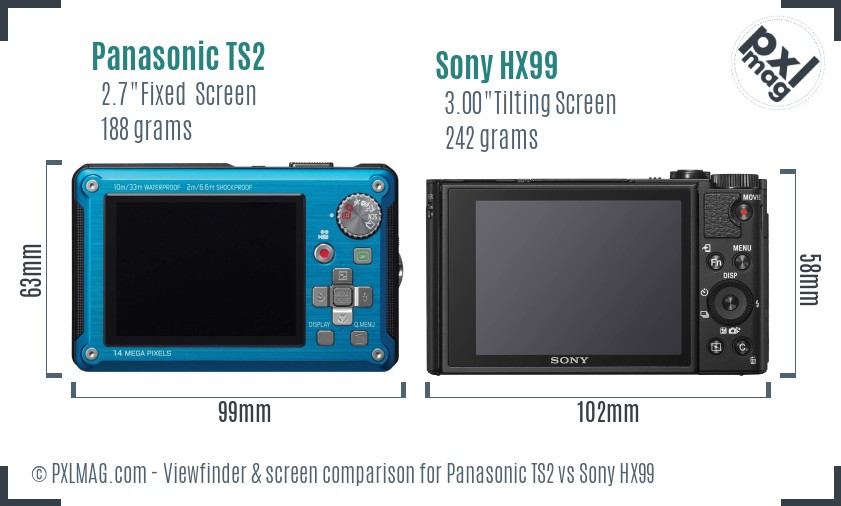 Panasonic TS2 vs Sony HX99 Screen and Viewfinder comparison