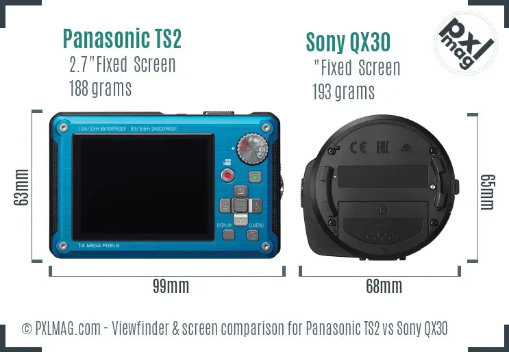 Panasonic TS2 vs Sony QX30 Screen and Viewfinder comparison Panasonic TS2 vs Sony QX30 Screen and Viewfinder comparison