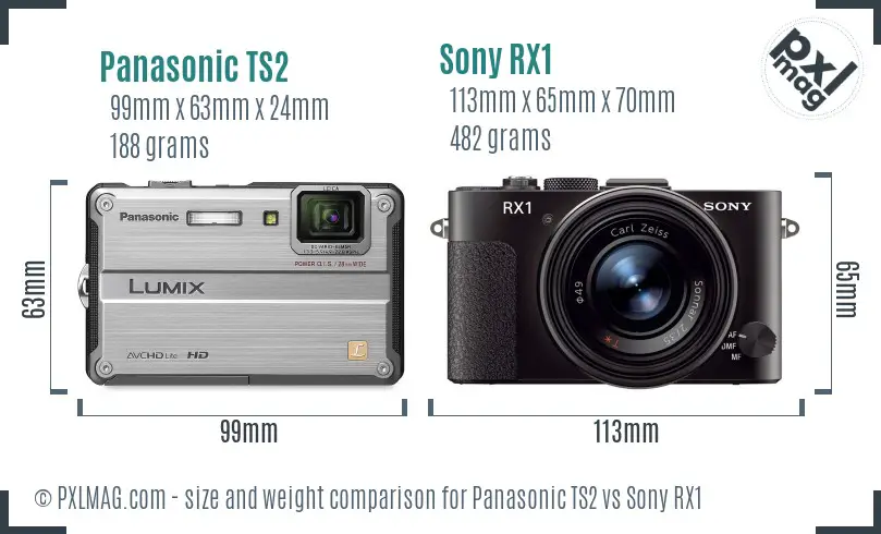 Panasonic TS2 vs Sony RX1 size comparison Panasonic TS2 vs Sony RX1 size comparison
