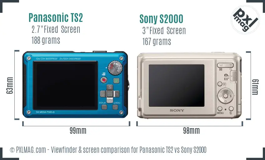 Panasonic TS2 vs Sony S2000 Screen and Viewfinder comparison
