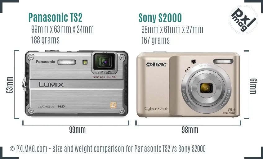 Panasonic TS2 vs Sony S2000 size comparison