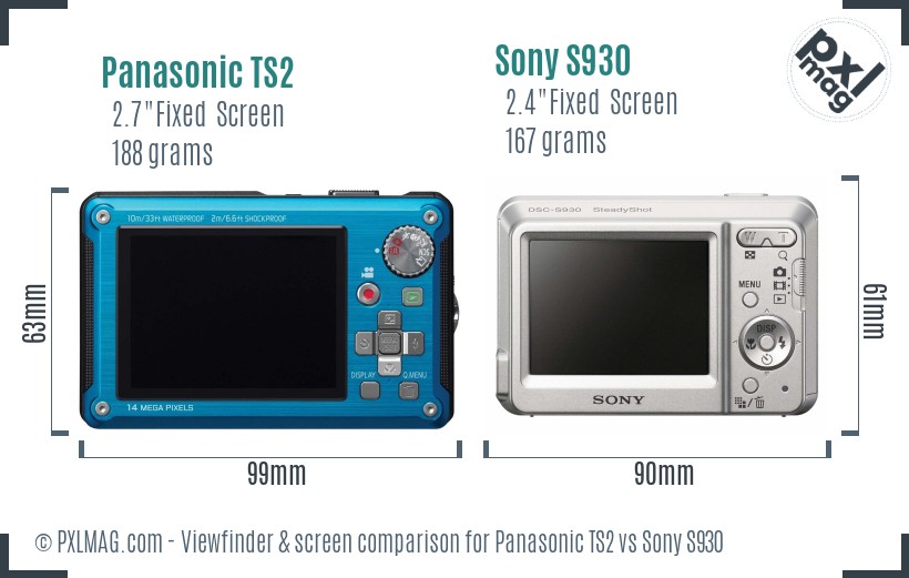 Panasonic TS2 vs Sony S930 Screen and Viewfinder comparison