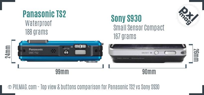 Panasonic TS2 vs Sony S930 top view buttons comparison