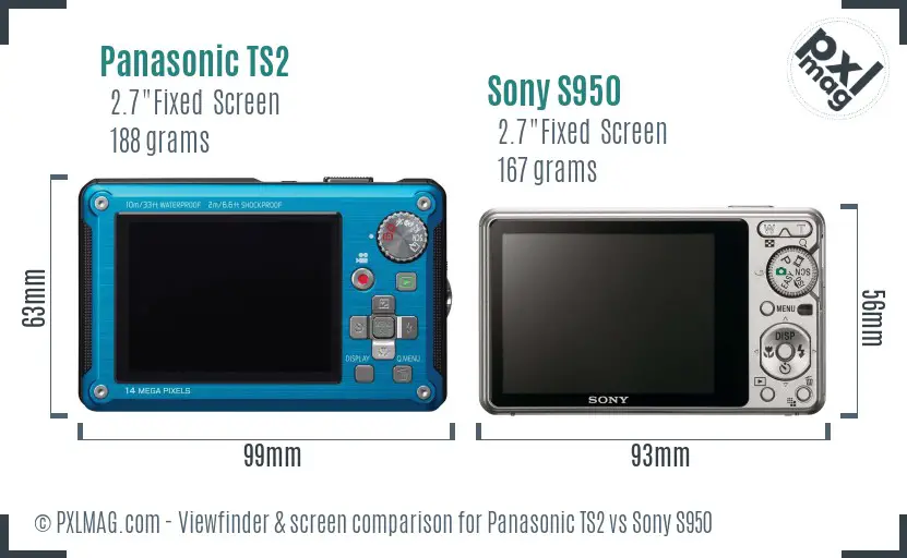 Panasonic TS2 vs Sony S950 Screen and Viewfinder comparison