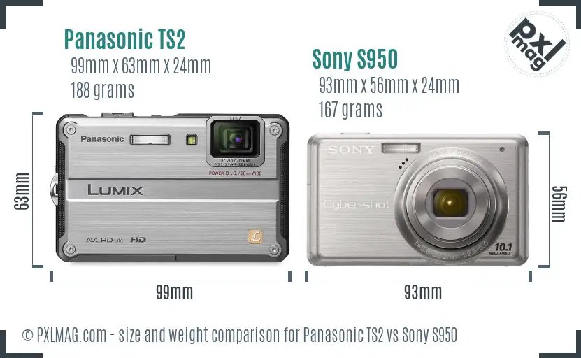 Panasonic TS2 vs Sony S950 size comparison
