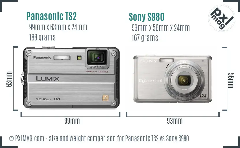 Panasonic TS2 vs Sony S980 size comparison