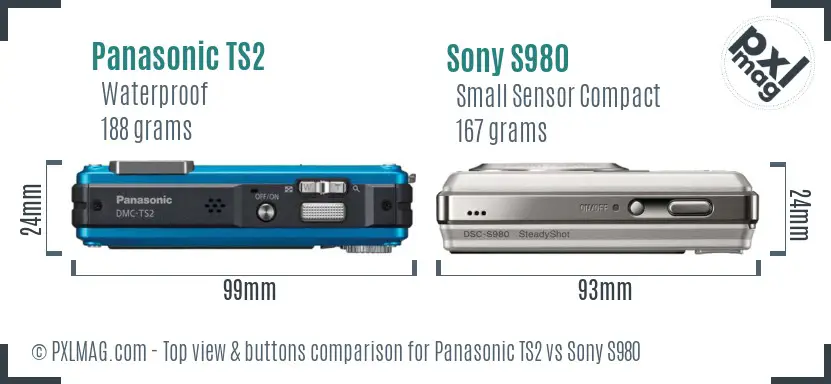 Panasonic TS2 vs Sony S980 top view buttons comparison