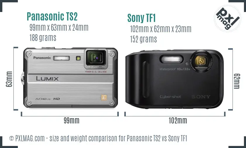 Panasonic TS2 vs Sony TF1 size comparison