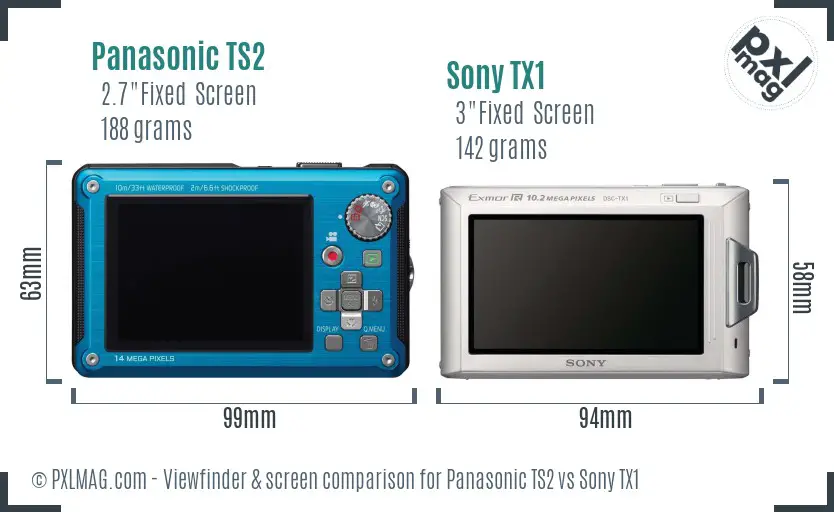 Panasonic TS2 vs Sony TX1 Screen and Viewfinder comparison