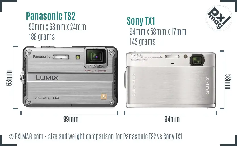 Panasonic TS2 vs Sony TX1 size comparison