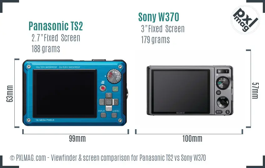 Panasonic TS2 vs Sony W370 Screen and Viewfinder comparison