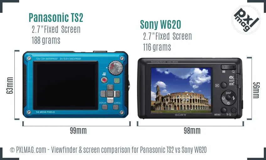 Panasonic TS2 vs Sony W620 Screen and Viewfinder comparison Panasonic TS2 vs Sony W620 Screen and Viewfinder comparison