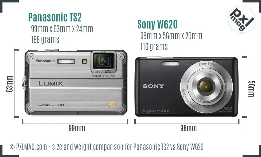 Panasonic TS2 vs Sony W620 size comparison Panasonic TS2 vs Sony W620 size comparison