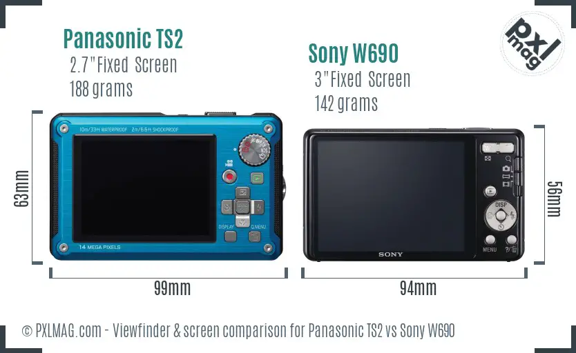 Panasonic TS2 vs Sony W690 Screen and Viewfinder comparison