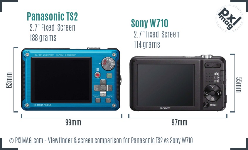 Panasonic TS2 vs Sony W710 Screen and Viewfinder comparison