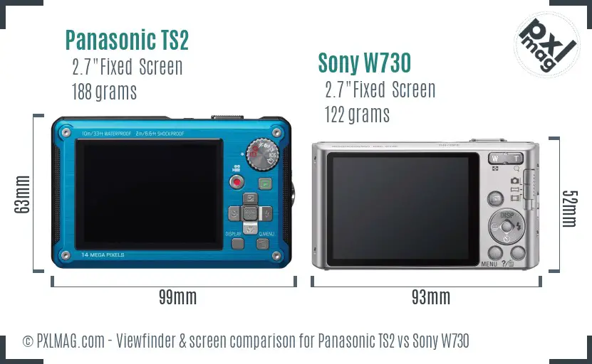 Panasonic TS2 vs Sony W730 Screen and Viewfinder comparison