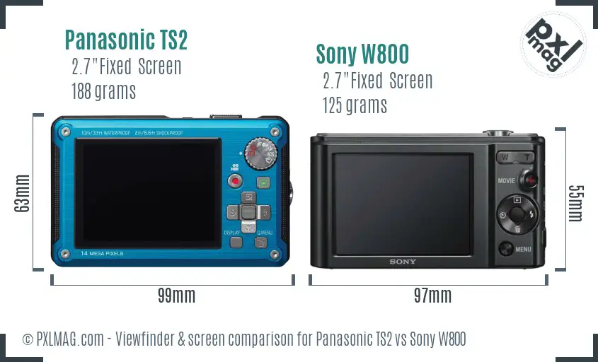 Panasonic TS2 vs Sony W800 Screen and Viewfinder comparison