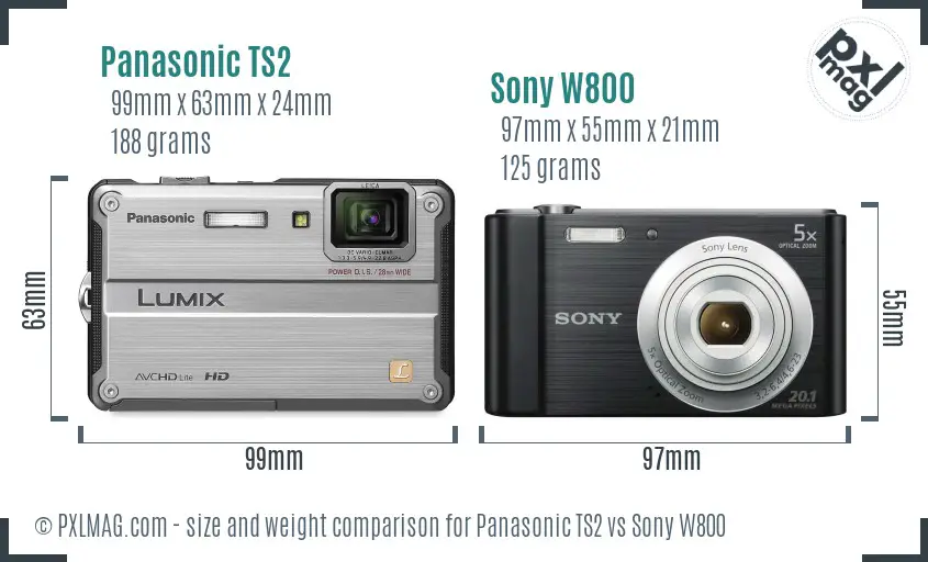 Panasonic TS2 vs Sony W800 size comparison