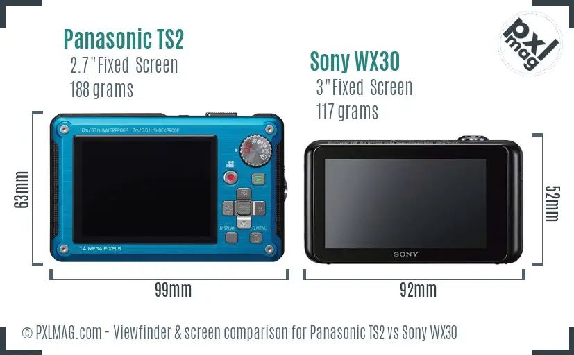 Panasonic TS2 vs Sony WX30 Screen and Viewfinder comparison