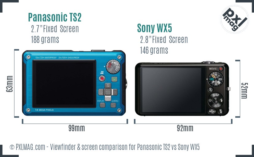 Panasonic TS2 vs Sony WX5 Screen and Viewfinder comparison