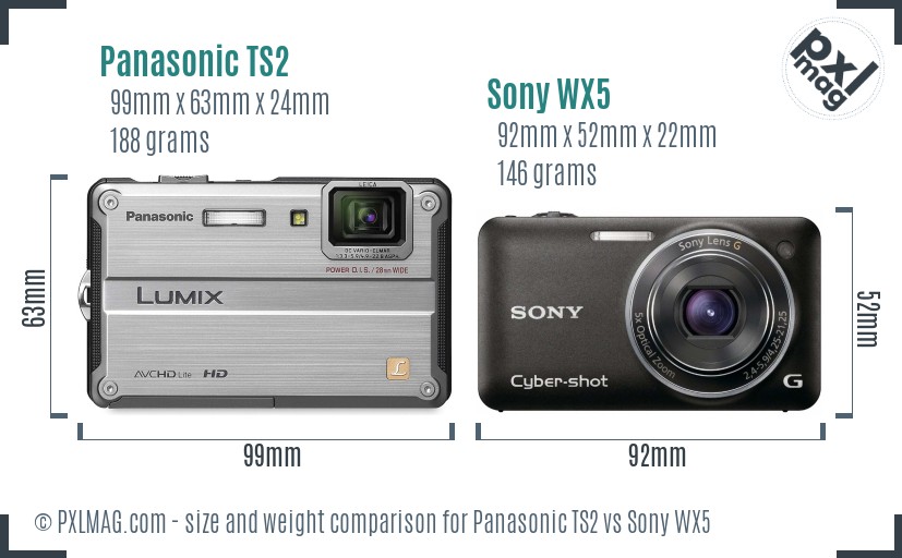 Panasonic TS2 vs Sony WX5 size comparison